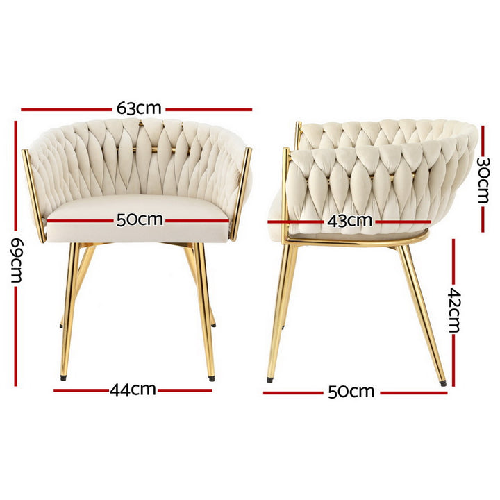 Artiss Velvet Fabric Kitchen Dining Chair Plush (Set of 4) Beige