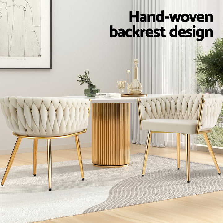 Artiss Velvet Fabric Kitchen Dining Chair Plush (Set of 4) Beige