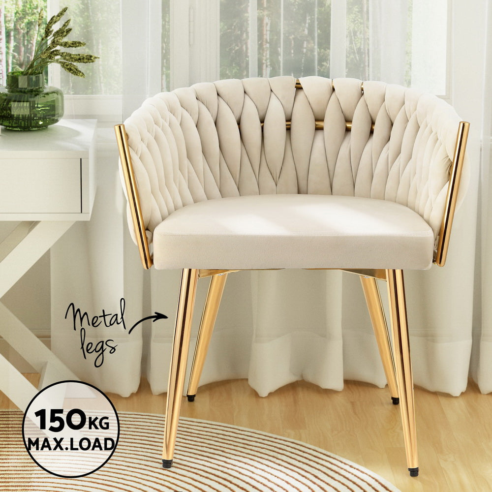 Artiss Velvet Fabric Kitchen Dining Chair Plush (Set of 4) Beige
