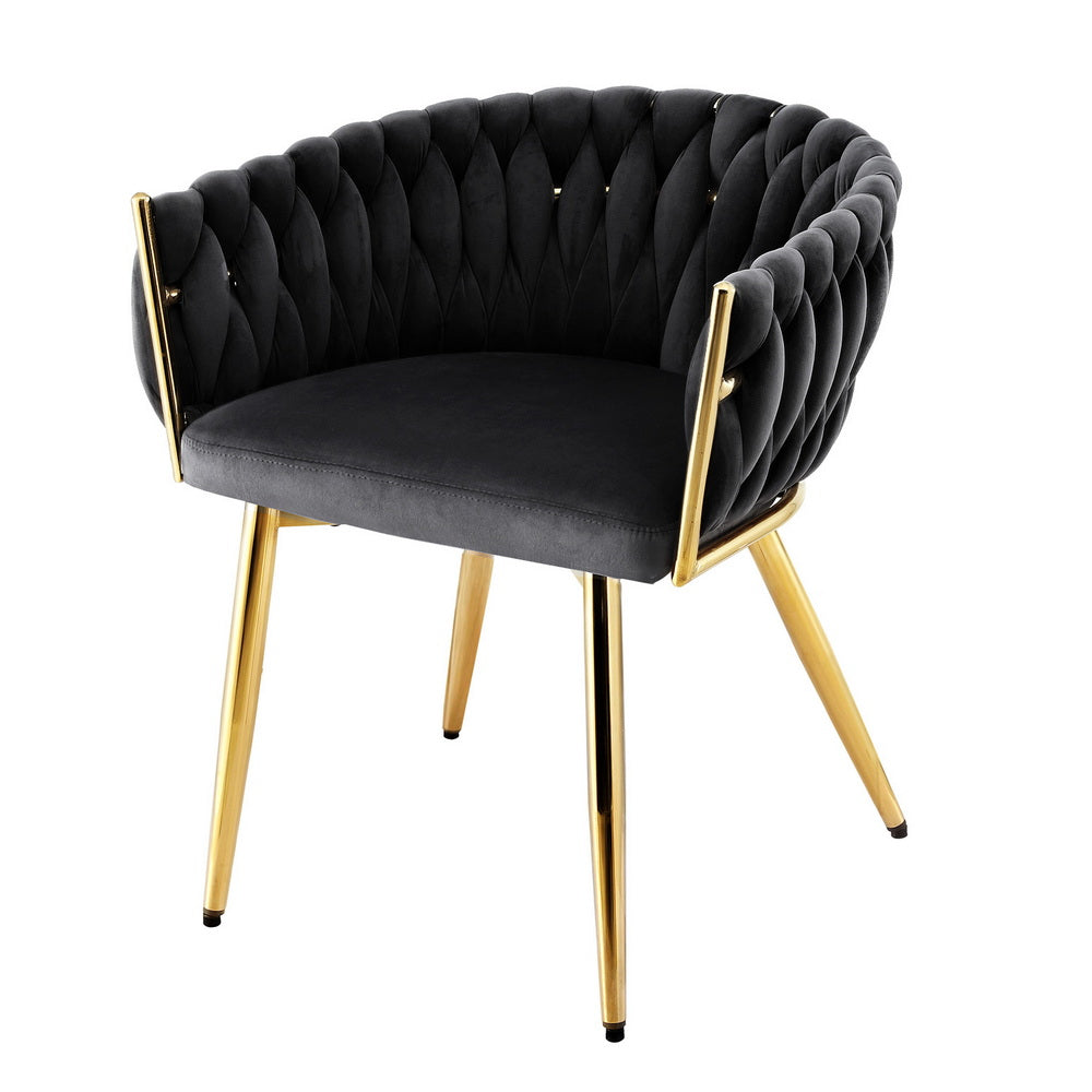 Artiss Velvet Fabric Kitchen Dining Chair Plush Black