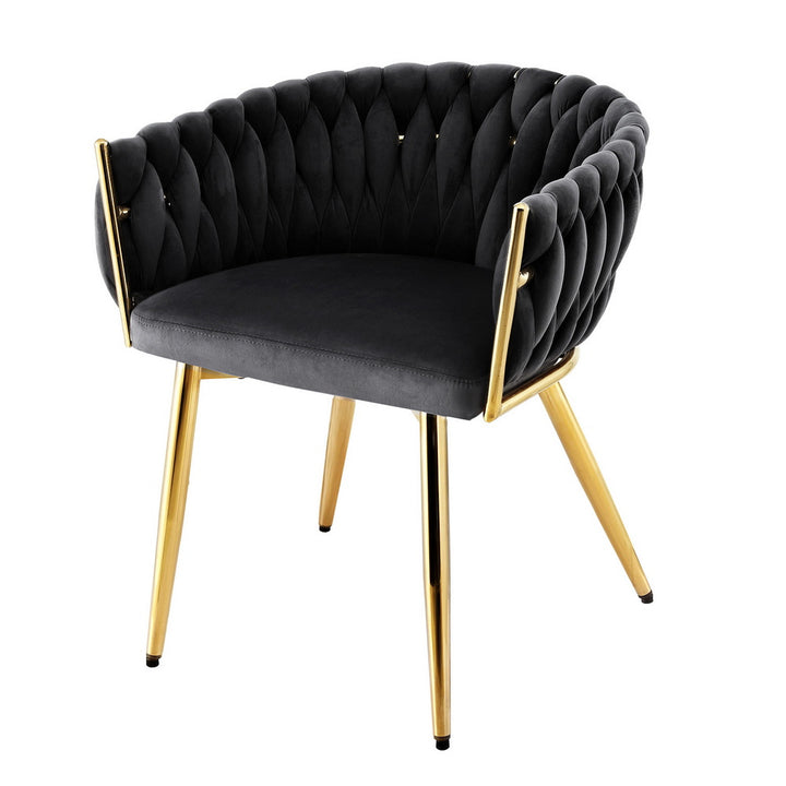 Artiss Velvet Fabric Kitchen Dining Chair Plush Black