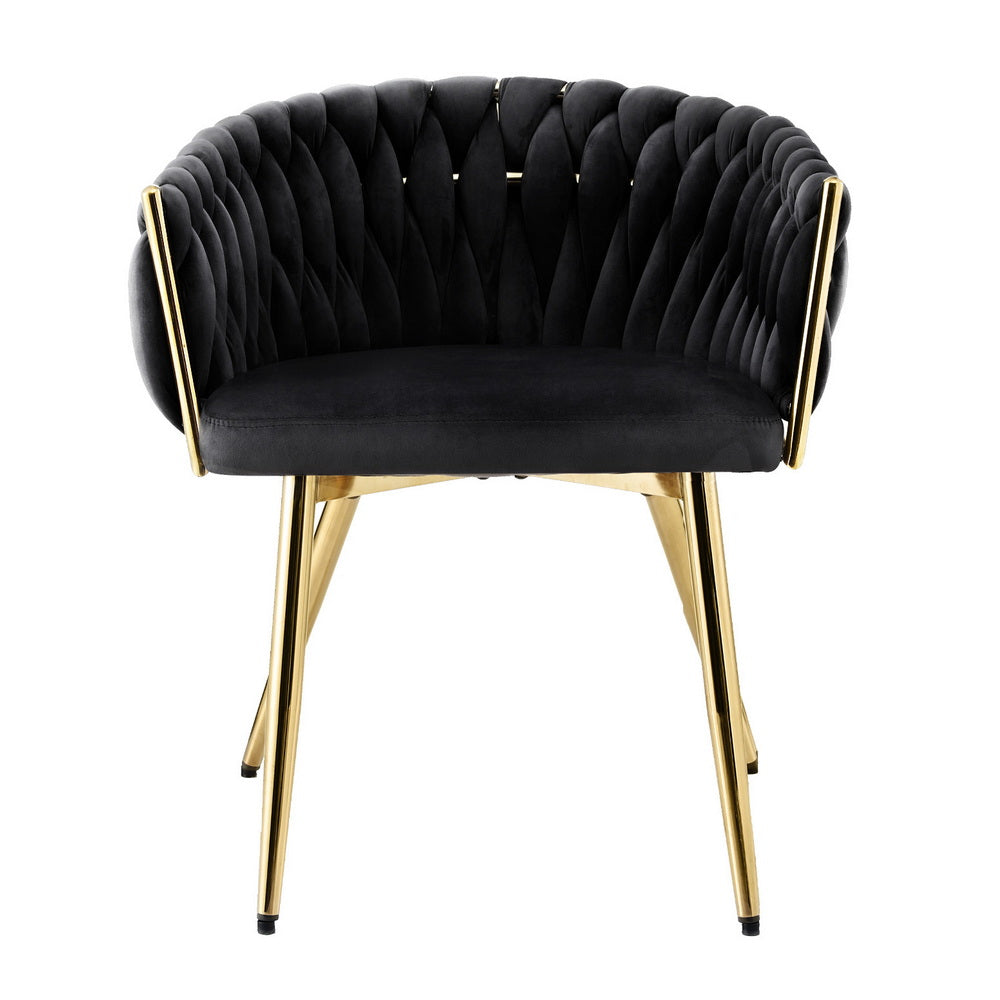 Artiss Velvet Fabric Kitchen Dining Chair Plush Black