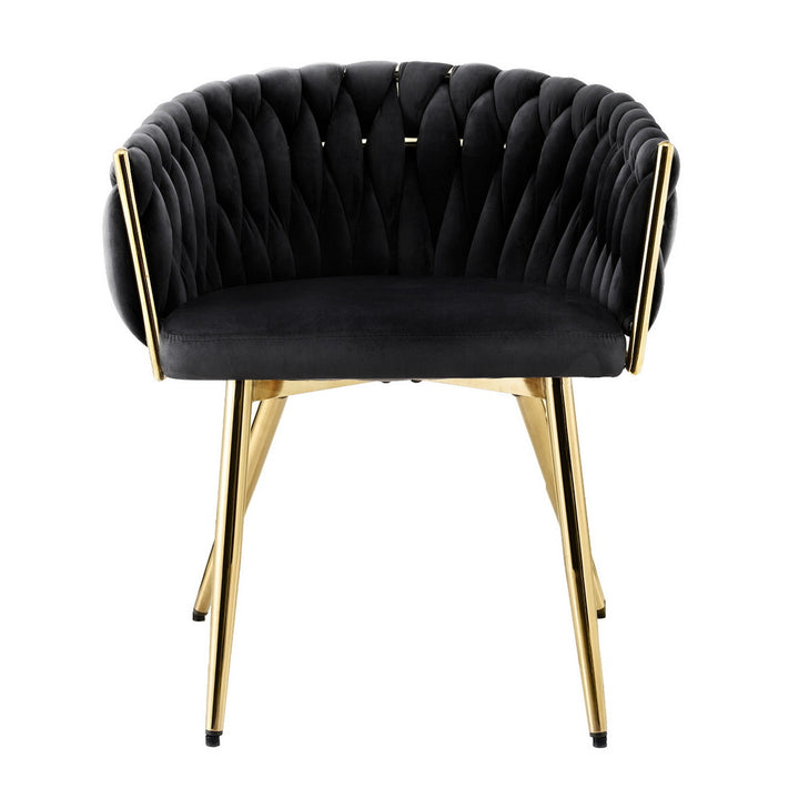 Artiss Velvet Fabric Kitchen Dining Chair Plush Black