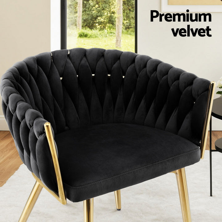 Artiss Velvet Fabric Kitchen Dining Chair Plush Black
