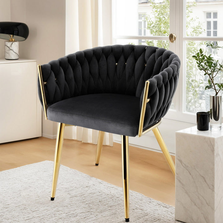 Artiss Velvet Fabric Kitchen Dining Chair Plush Black