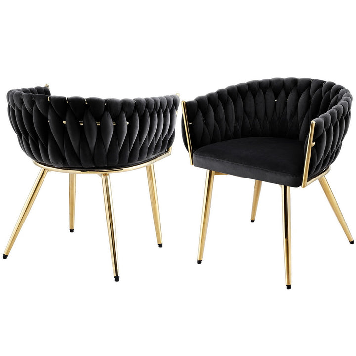 Artiss Velvet Fabric Kitchen Dining Chair Plush (Set of 2) Black