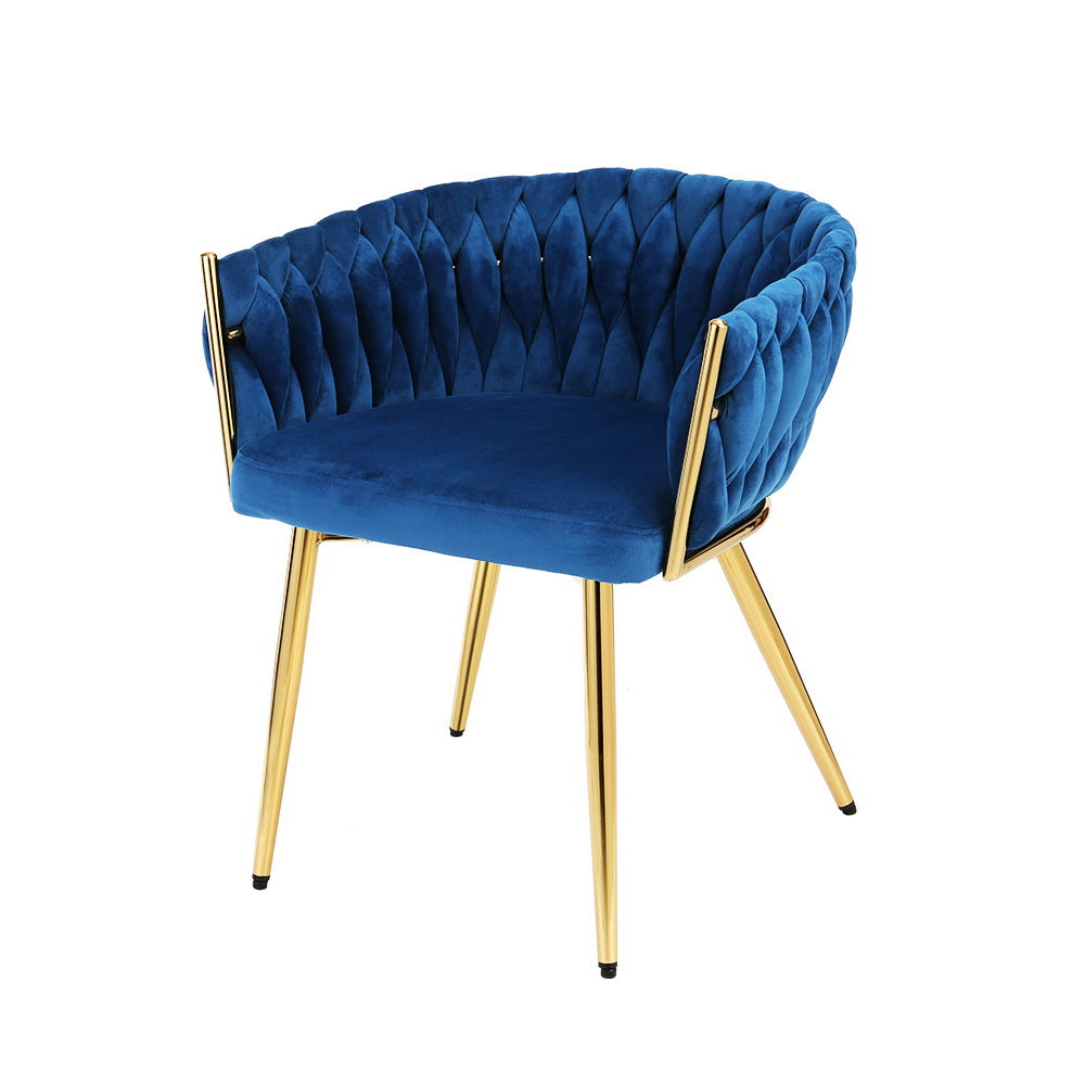 Artiss Velvet Fabric Kitchen Dining Chair Plush Blue