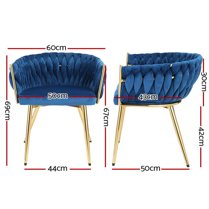 Artiss Velvet Fabric Kitchen Dining Chair Plush Blue
