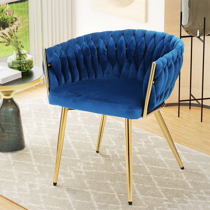 Artiss Velvet Fabric Kitchen Dining Chair Plush Blue