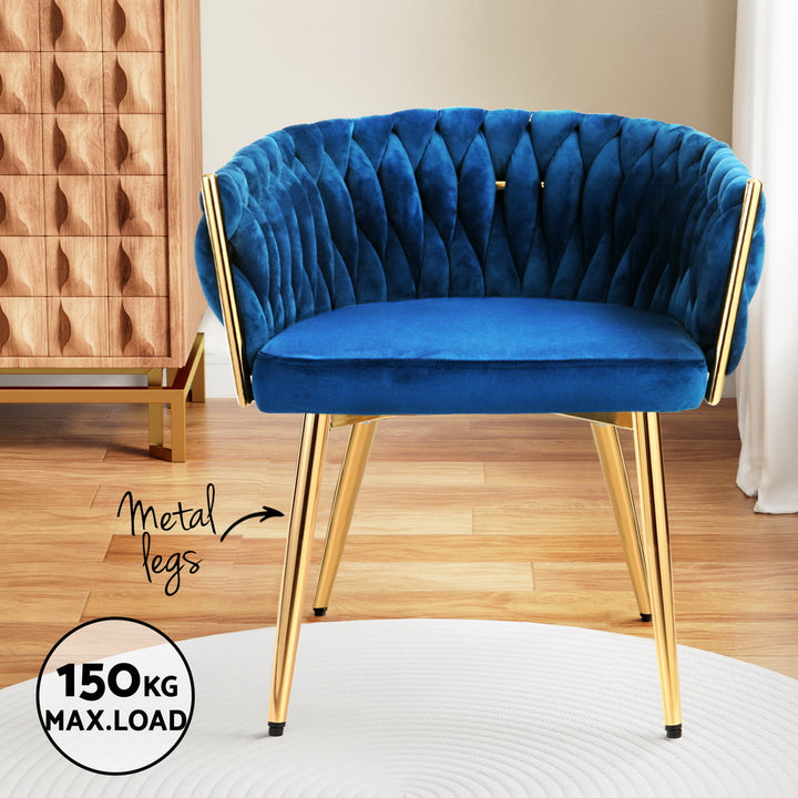 Artiss Velvet Fabric Kitchen Dining Chair Plush (Set of 2) Blue