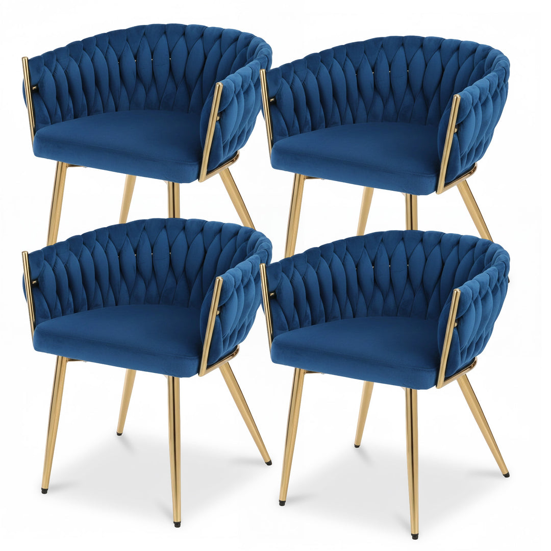 Artiss Velvet Fabric Kitchen Dining Chair Plush (Set of 4) Blue
