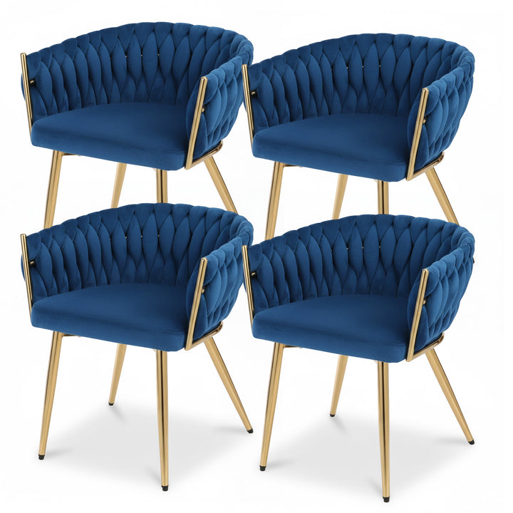 Artiss Velvet Fabric Kitchen Dining Chair Plush (Set of 4) Blue