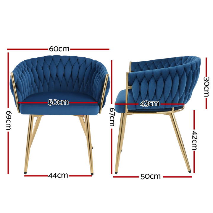 Artiss Velvet Fabric Kitchen Dining Chair Plush (Set of 4) Blue
