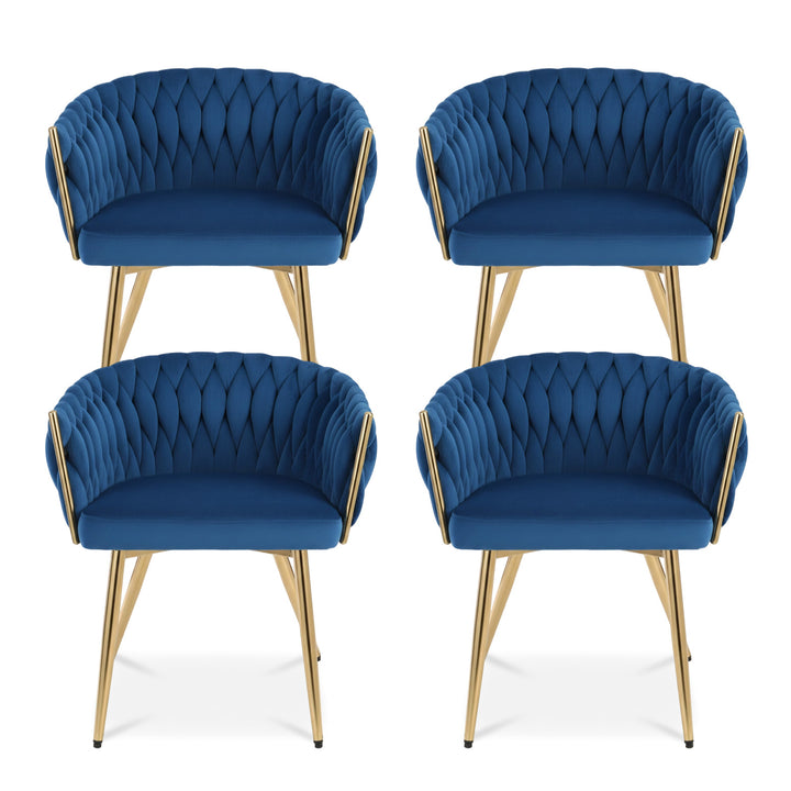 Artiss Velvet Fabric Kitchen Dining Chair Plush (Set of 4) Blue