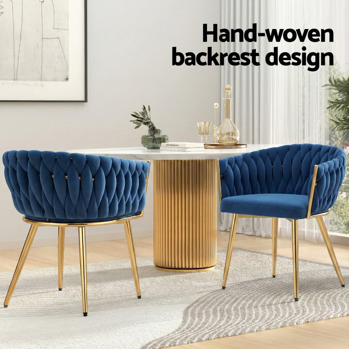 Artiss Velvet Fabric Kitchen Dining Chair Plush (Set of 4) Blue