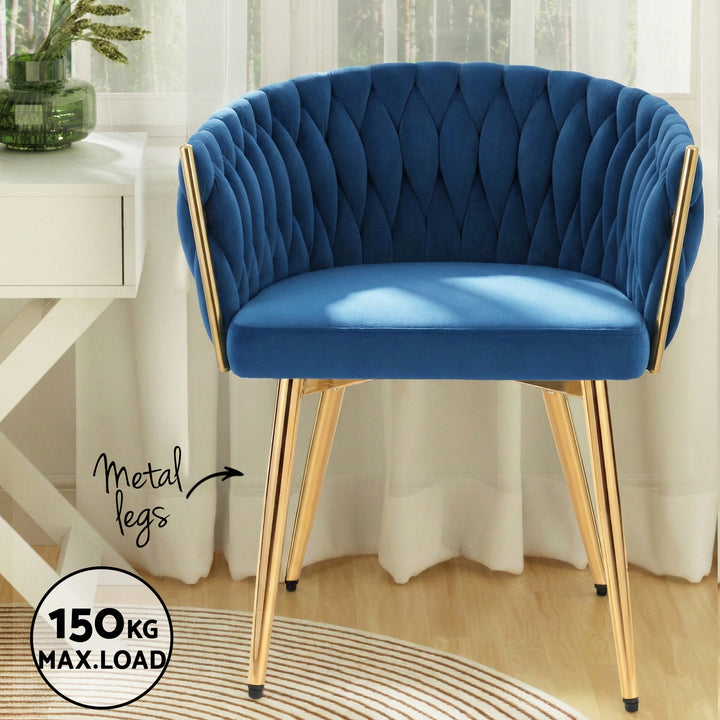 Artiss Velvet Fabric Kitchen Dining Chair Plush (Set of 4) Blue