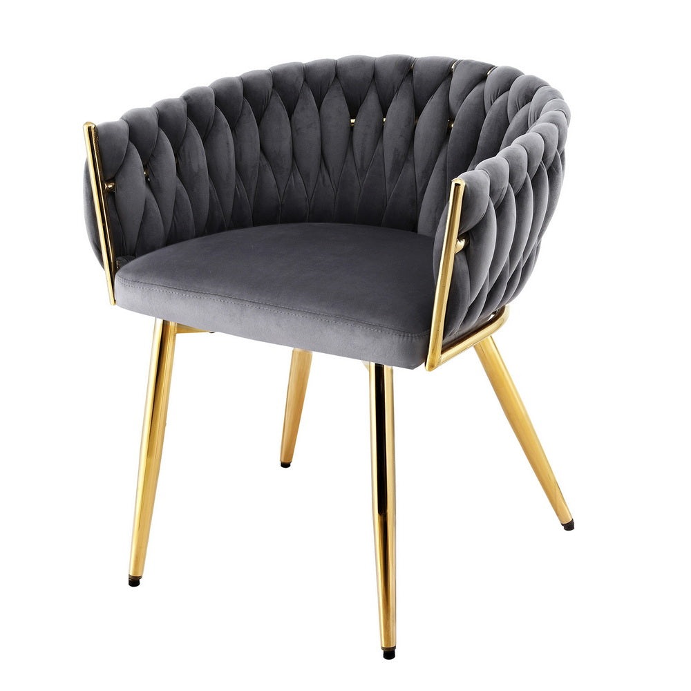 Artiss Velvet Fabric Kitchen Dining Chair Plush Grey