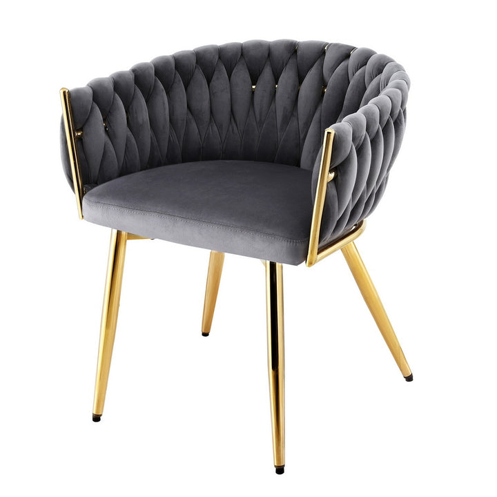 Artiss Velvet Fabric Kitchen Dining Chair Plush Grey