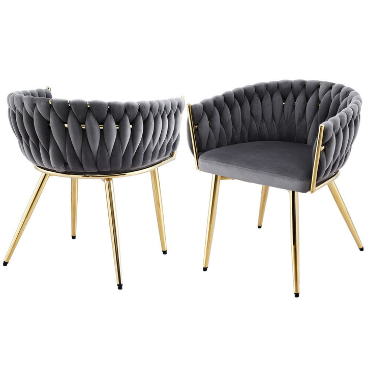 Artiss Velvet Fabric Kitchen Dining Chair Plush (Set of 2) Grey