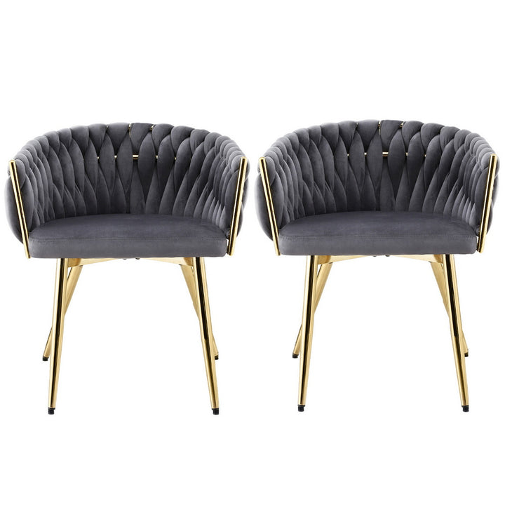 Artiss Velvet Fabric Kitchen Dining Chair Plush (Set of 2) Grey