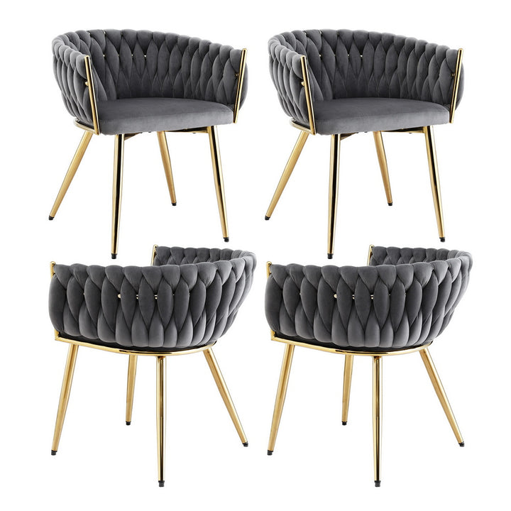 Artiss Velvet Fabric Kitchen Dining Chair Plush (Set of 4) Grey
