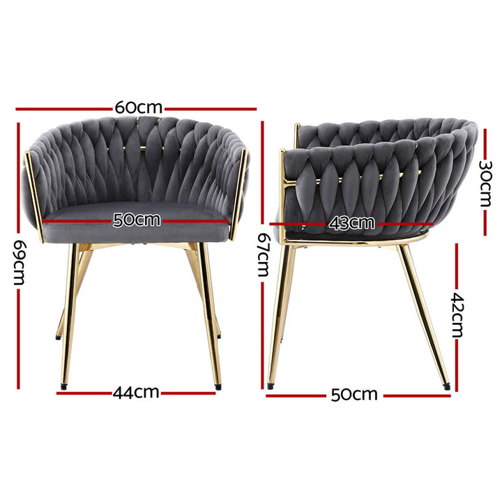 Artiss Velvet Fabric Kitchen Dining Chair Plush (Set of 4) Grey