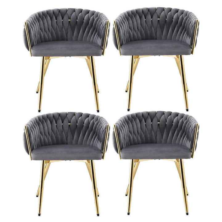 Artiss Velvet Fabric Kitchen Dining Chair Plush (Set of 4) Grey