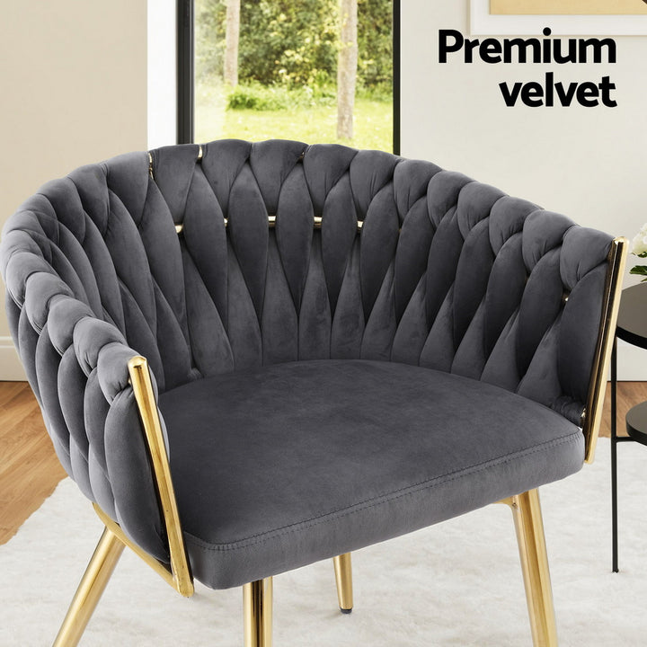 Artiss Velvet Fabric Kitchen Dining Chair Plush (Set of 4) Grey