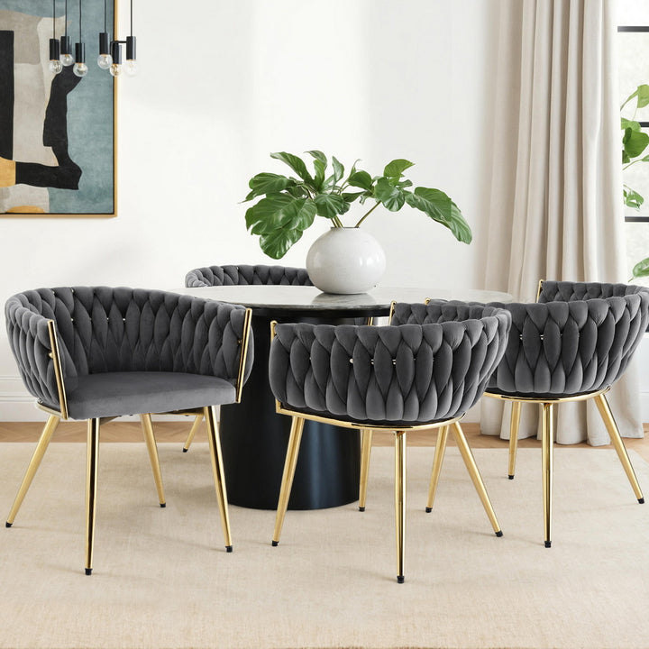 Artiss Velvet Fabric Kitchen Dining Chair Plush (Set of 4) Grey
