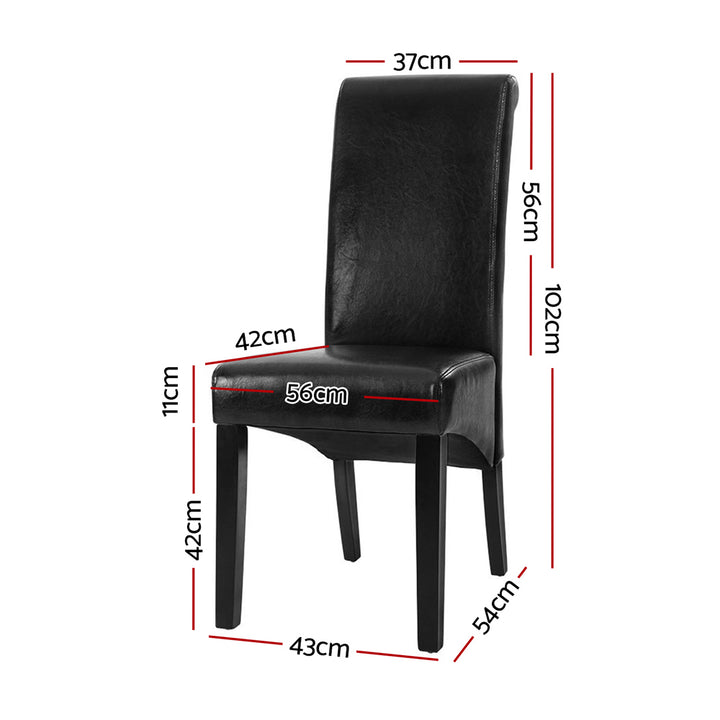 Artiss Leather Kitchen Dining Chairs Tall Back (Set of 2) Black
