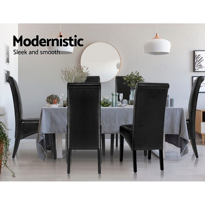 Artiss Leather Kitchen Dining Chairs Tall Back (Set of 2) Black