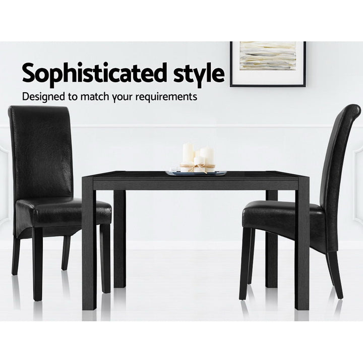 Artiss Leather Kitchen Dining Chairs Tall Back (Set of 2) Black