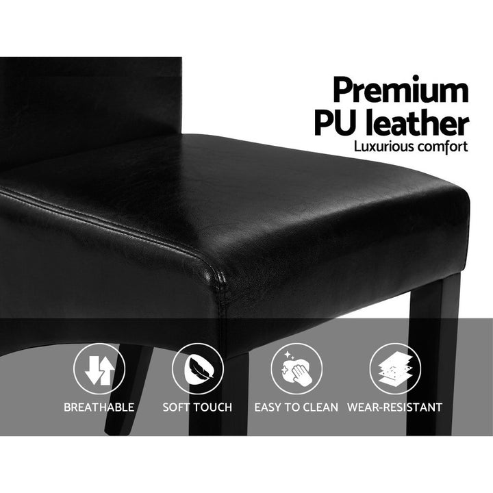 Artiss Leather Kitchen Dining Chairs Tall Back (Set of 2) Black