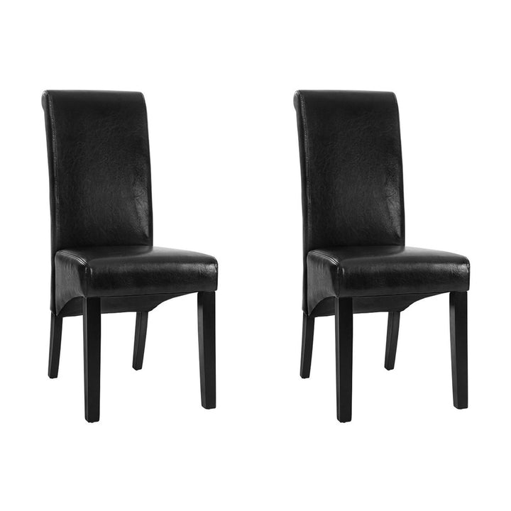 Artiss Leather Kitchen Dining Chairs Tall Back (Set of 2) Black