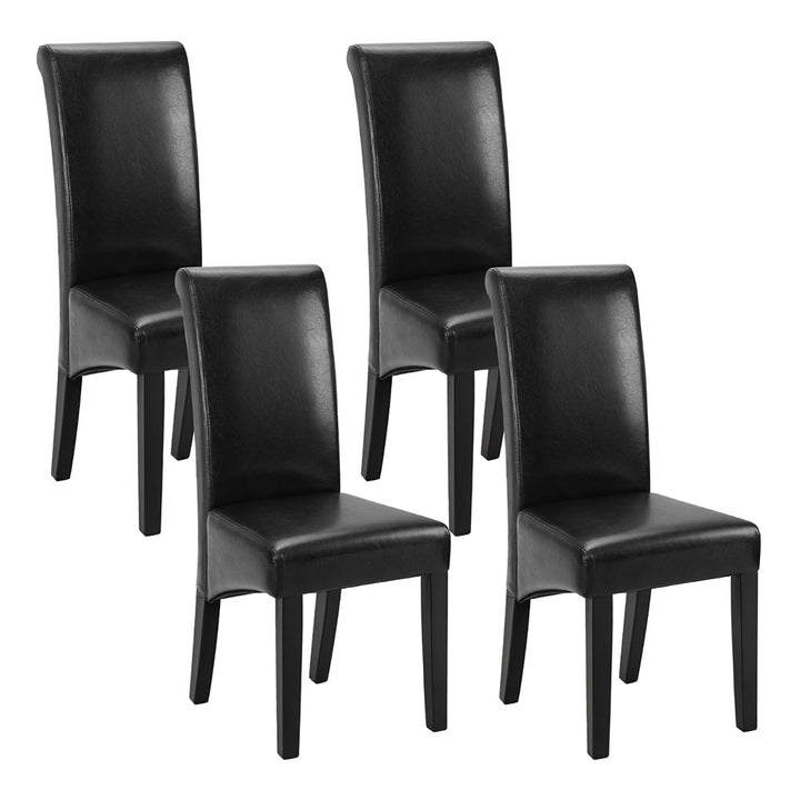 Artiss Leather Kitchen Dining Chairs Tall Back (Set of 4) Black