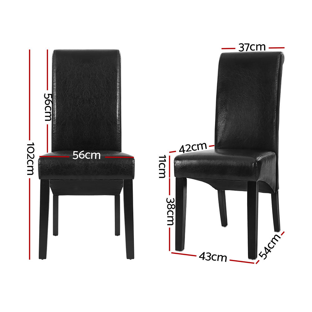 Artiss Leather Kitchen Dining Chairs Tall Back (Set of 4) Black