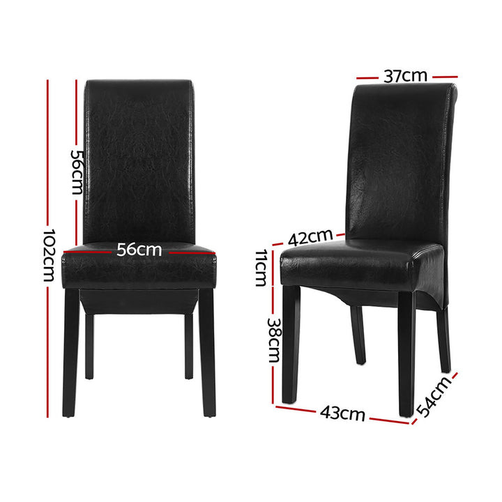 Artiss Leather Kitchen Dining Chairs Tall Back (Set of 4) Black