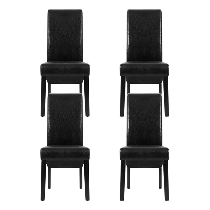 Artiss Leather Kitchen Dining Chairs Tall Back (Set of 4) Black