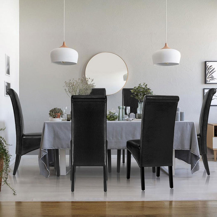 Artiss Leather Kitchen Dining Chairs Tall Back (Set of 4) Black