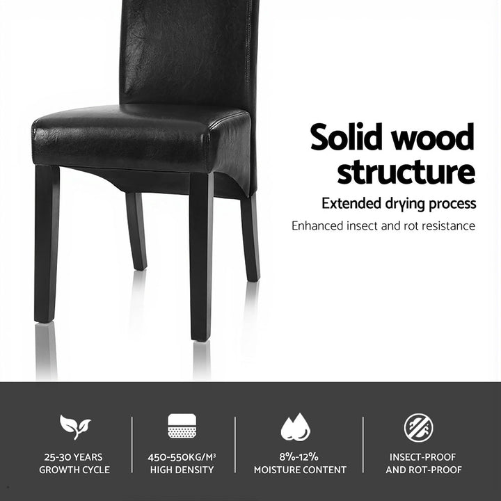 Artiss Leather Kitchen Dining Chairs Tall Back (Set of 4) Black