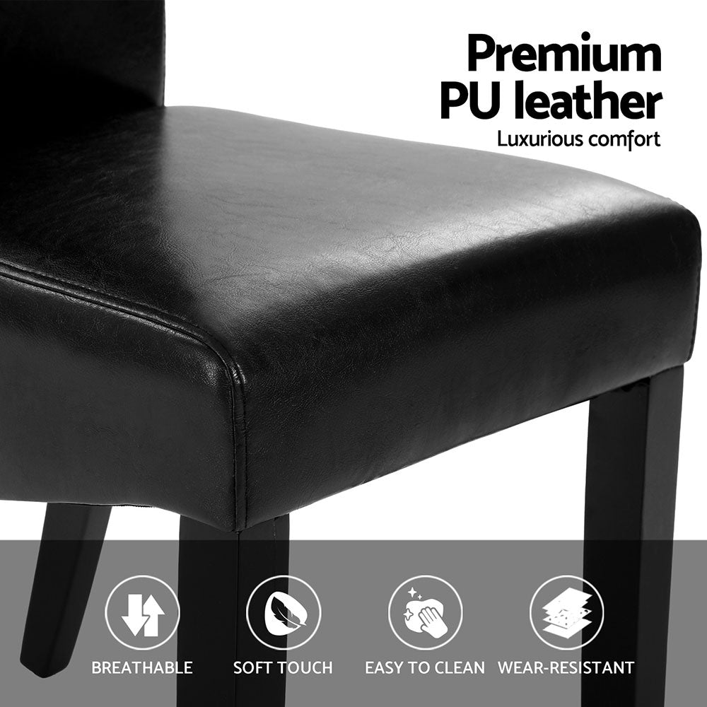 Artiss Leather Kitchen Dining Chairs Tall Back (Set of 4) Black