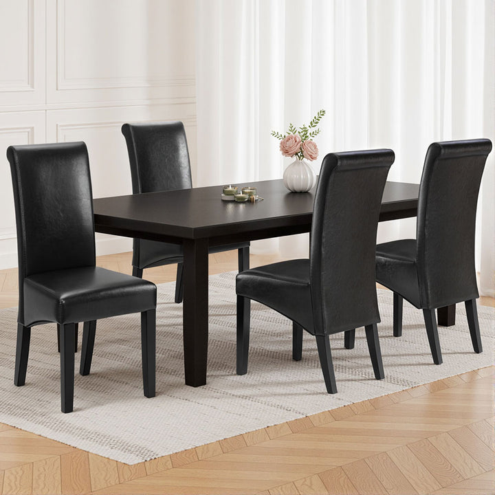 Artiss Leather Kitchen Dining Chairs Tall Back (Set of 4) Black