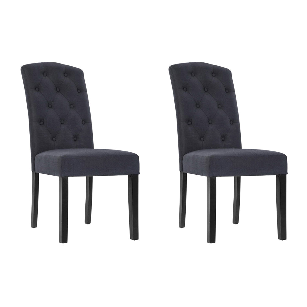 Artiss Fabric Kitchen Dining Chairs Tufted (Set of 2) Dark Grey