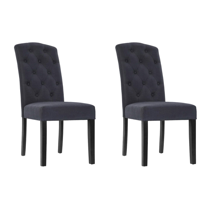 Artiss Fabric Kitchen Dining Chairs Tufted (Set of 2) Dark Grey