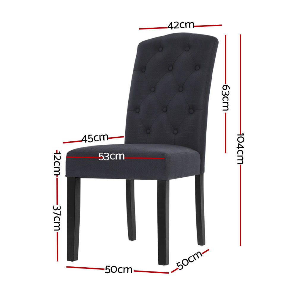 Artiss Fabric Kitchen Dining Chairs Tufted (Set of 2) Dark Grey