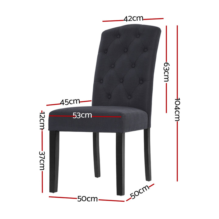 Artiss Fabric Kitchen Dining Chairs Tufted (Set of 2) Dark Grey