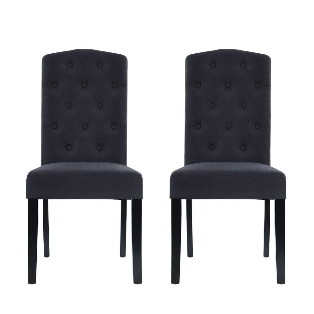 Artiss Fabric Kitchen Dining Chairs Tufted (Set of 2) Dark Grey