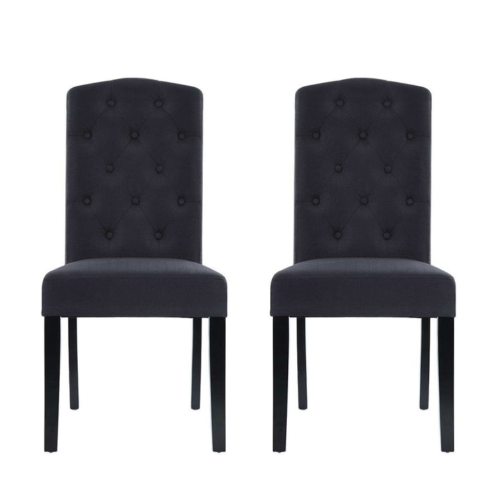 Artiss Fabric Kitchen Dining Chairs Tufted (Set of 2) Dark Grey