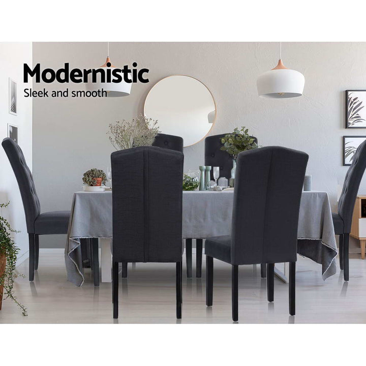 Artiss Fabric Kitchen Dining Chairs Tufted (Set of 2) Dark Grey
