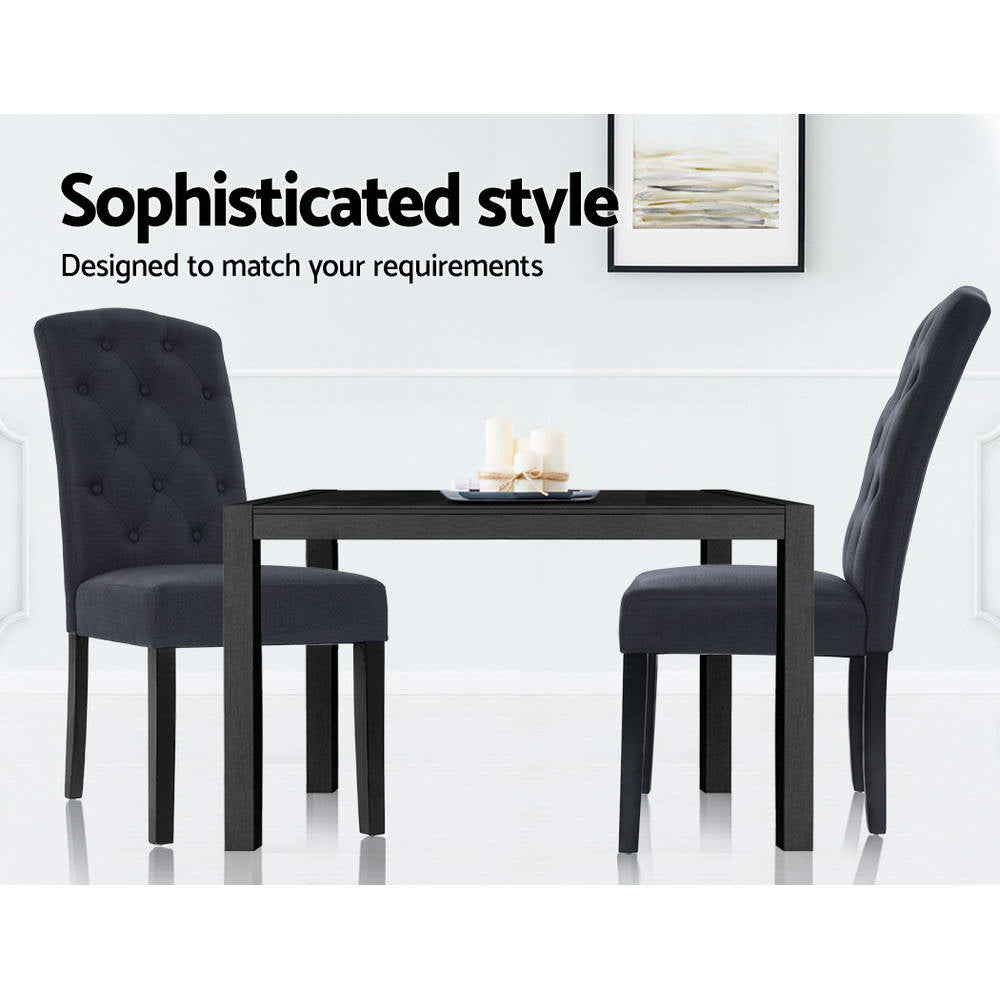 Artiss Fabric Kitchen Dining Chairs Tufted (Set of 2) Dark Grey
